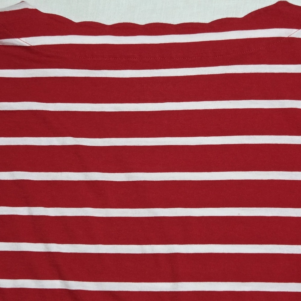 Talbots Scallop Red and White Striped Tee - Picture 7 of 15